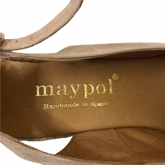 MAYPOL Slingback Beige Suede‎ Wedges - Picture 7 of 8